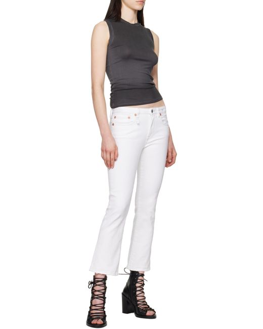 R13 White Worn Flared Jeans