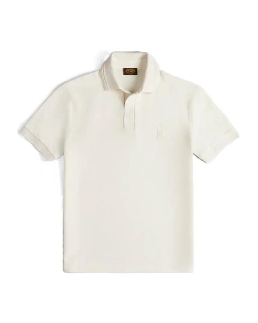 Tod's White Embroidered-Logo Polo Shirt for men