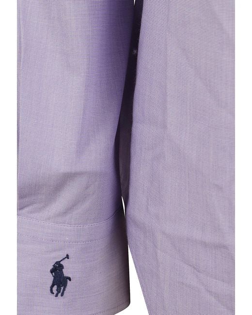 Polo Ralph Lauren Purple Long-Sleeved Light Lilac Cotton Button-Front Shirt