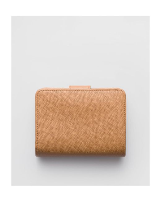 Prada Natural Small Saffiano And Smooth Leather Wallet