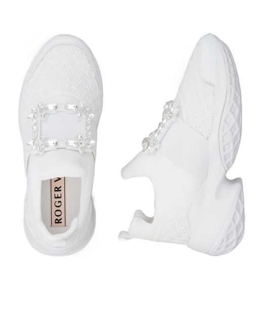 Roger Vivier White Viv' Run Diamond-Button Sneakers