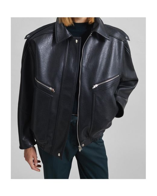 Frankie Shop Black Hudson Faux Leather Bomber Jacket
