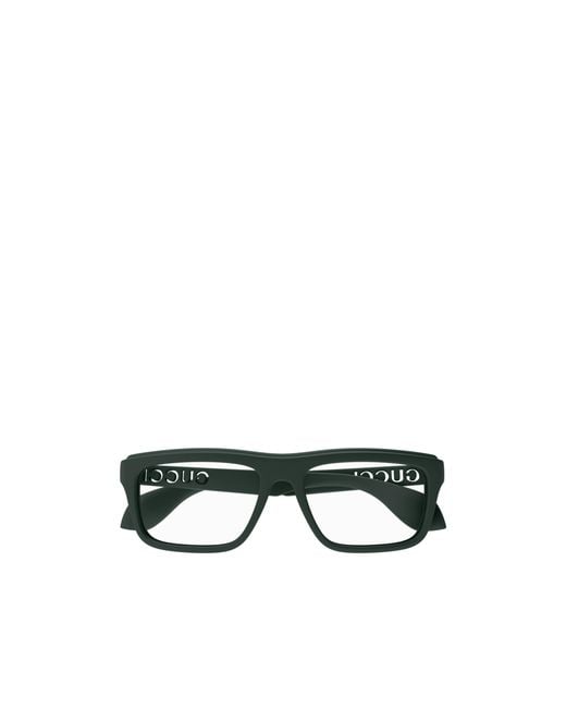 Gucci Green Eyewear Square Frame Glasses for men