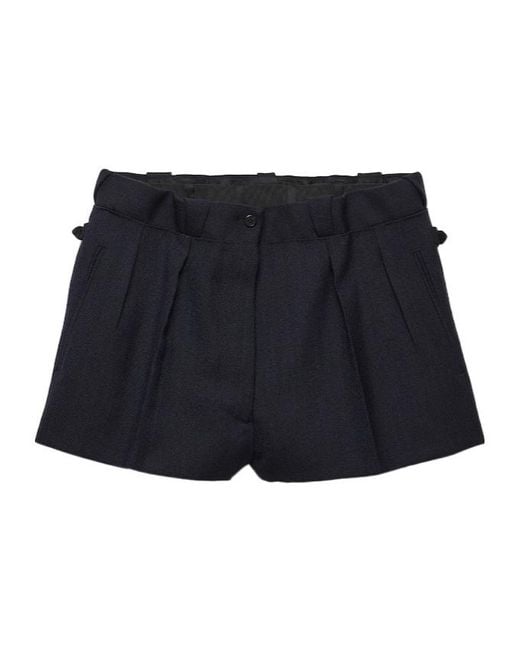 Prada Blue Pleated Buttoned Shorts