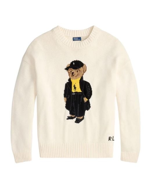 Polo Ralph Lauren White Polo Bear Intarsia-Knit Crewneck Jumper