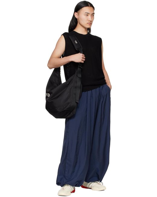 Y-3 Black Logo Printed Crossbody Bag for men