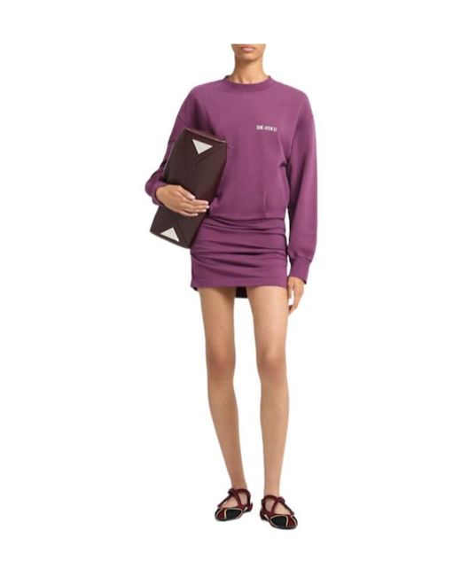 The Attico Purple Ruched Jersey Mini Dress