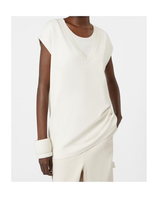 Weekend by Maxmara White Viscose Yarn Gilet