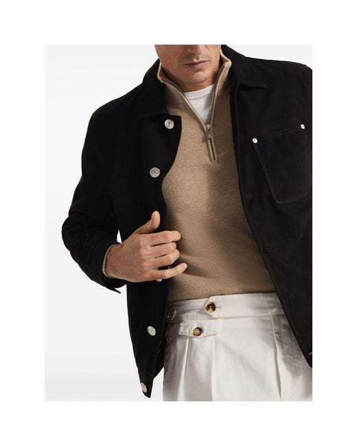 Brunello Cucinelli Black Outerwear Shirt-Style Jacket for men