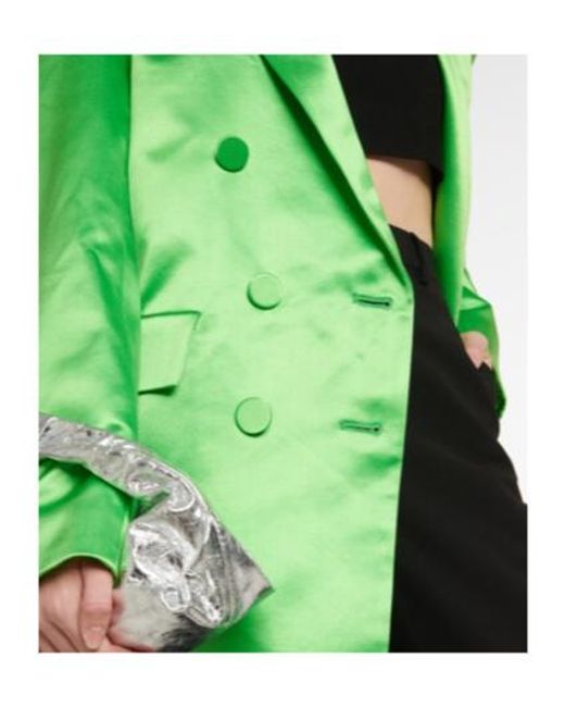 Alex Perry Green Carlton Cotton And Silk Satin Blazer