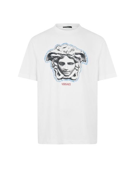 Versace White Printed Logo T-Shirt for men