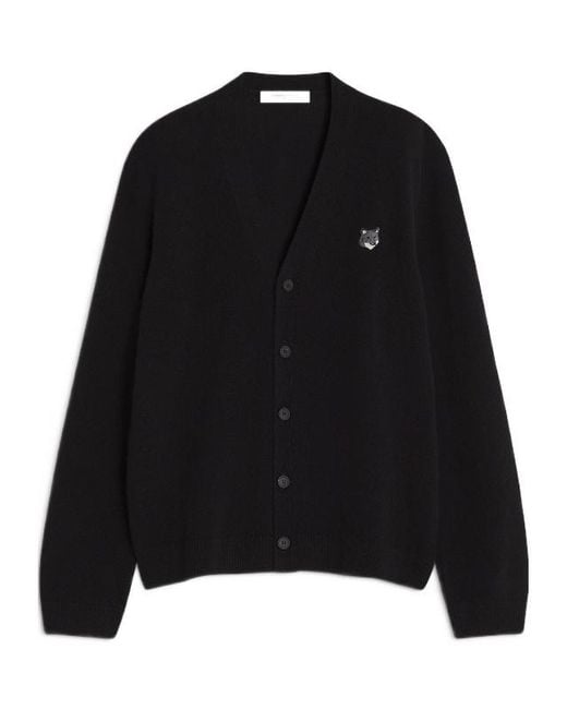 Maison Kitsuné Black Maison Kitsuné Fox Head Comfort Cardigan for men