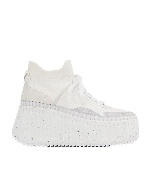 Chloé White Chloé Nama Wedge Sneakers