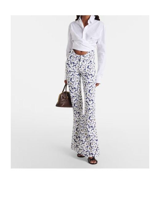 Jean Paul Gaultier Blue Floral Flared Jeans