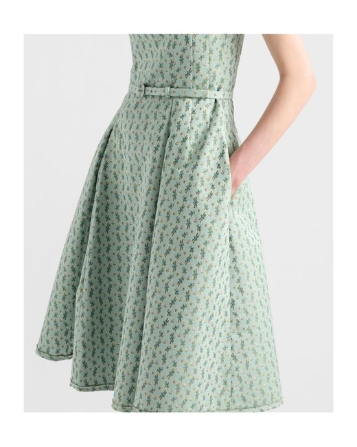 Prada Green Floral Print Duchess Dress