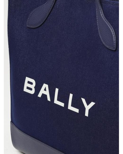 Bally Blue Logo Printed Tote Bag