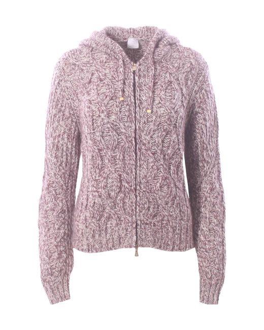 Eleventy Purple Zip-Front Cardigan