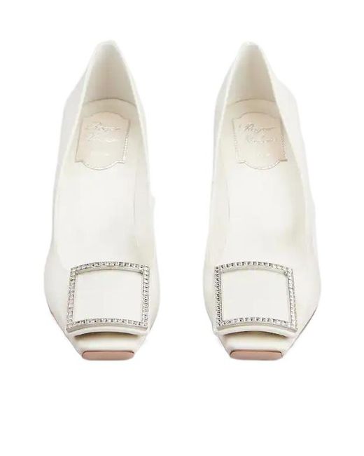 Roger Vivier White Trompette Satin Pumps