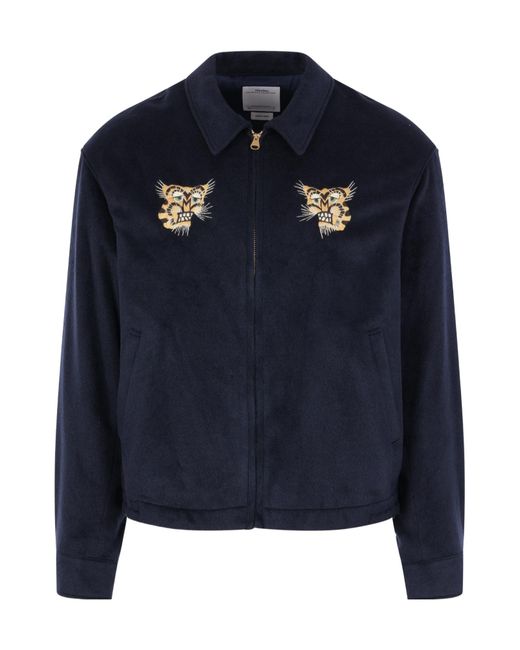 Visvim Blue Embroidered Zipped Jacket for men