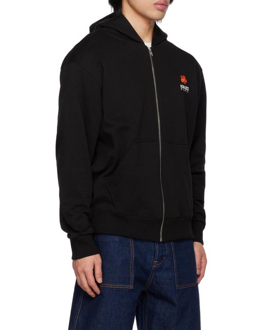KENZO Black Boke Flower Zipped Hoodie for men