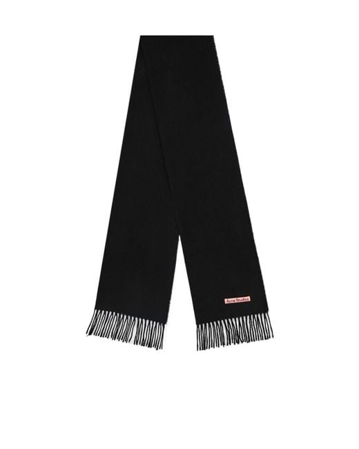 Acne Black Fringed Trim Scarf