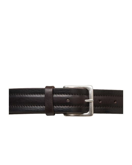 Orciani White Leather Belt With Raised Seams for men