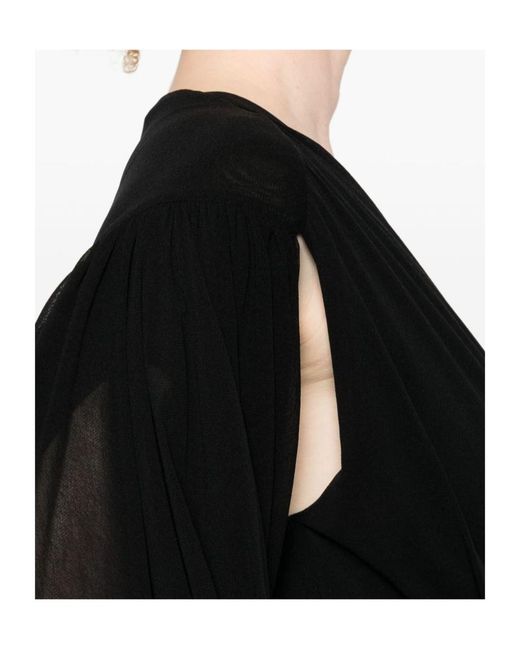 Philosophy Di Lorenzo Serafini Black Puff Sleeve Tulle Bodysuit