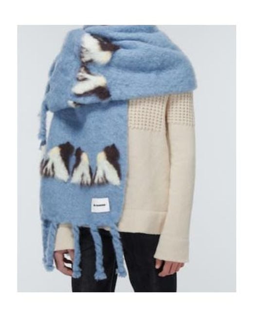 Jil Sander Blue Mohair And Wool-Blend Scarf for men
