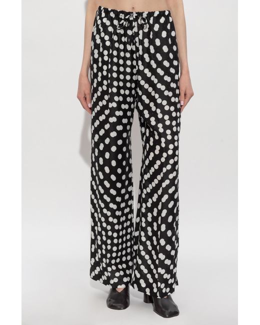 Dries Van Noten Black Puvis Polka-Dot Wide-Leg Pants