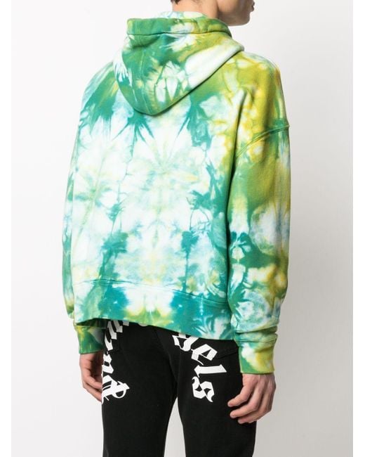 Palm Angels Green Burning Head Tie-Dye Hoodie for men