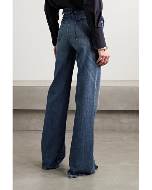Nili Lotan Blue Wide-Leg Denim Trousers