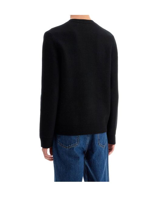 A.P.C. Black Edward Logo Intarsia-Knit Crewneck Jumper for men