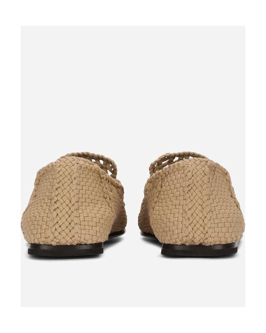 Dolce & Gabbana Natural Woven Almond-Toe Slip-On Loafers for men