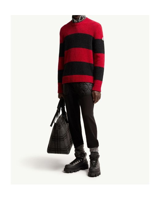 Moncler Red Striped Wool Blend Bouclé Sweater for men