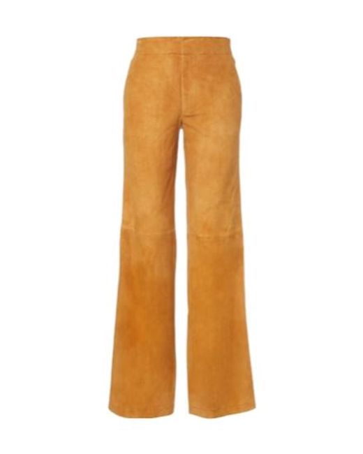 Ulla Johnson Orange Freja Suede Flared Pants