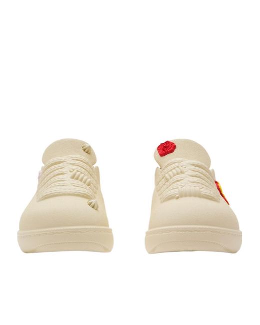 Burberry Natural Bubble Flower Embellished Lace-Up Sneakers