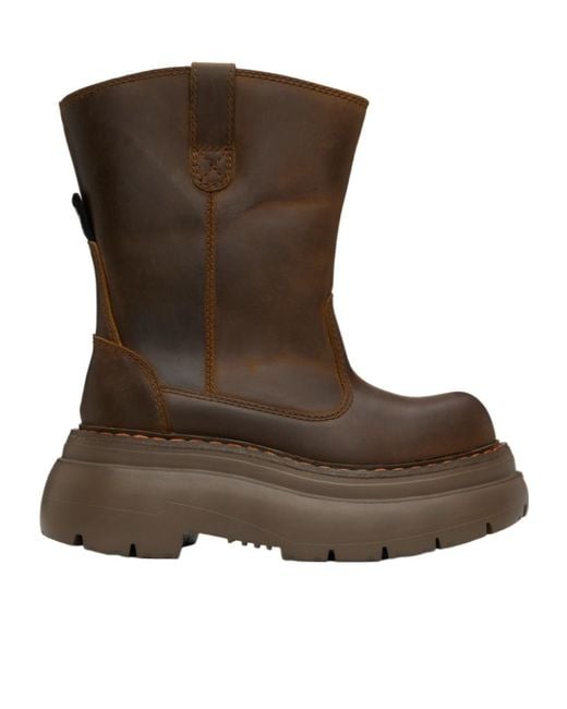 R13 Brown Round Toe Ankle Boots