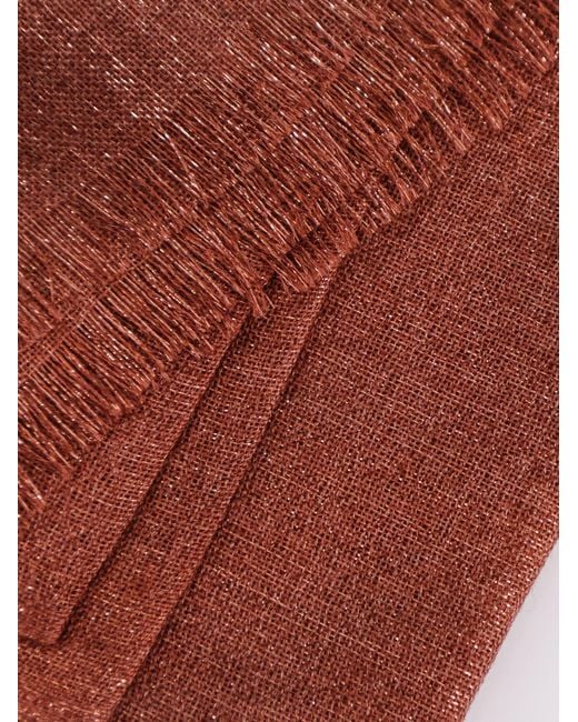 Brunello Cucinelli Brown Logo-Label Fringed Scarf