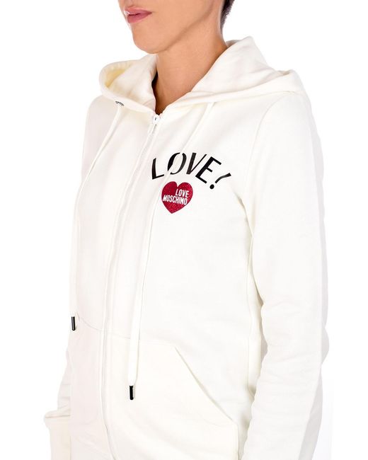 Moschino White Hooded Casual Jacket