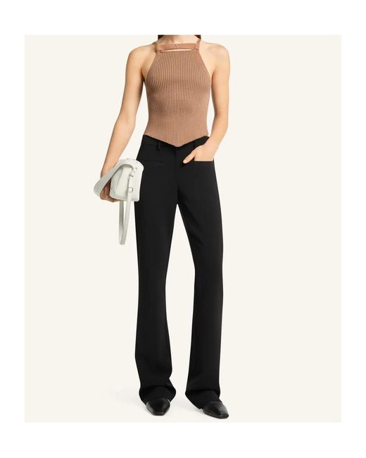 Courreges Brown Rib-Knit Asymmetric Tank Top