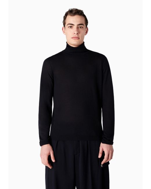 Giorgio Armani Blue Cashmere Turtleneck Sweater for men
