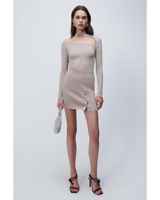 Jonathan Simkhai Multicolor Asymmetrical Cut-Out Mockneck Top