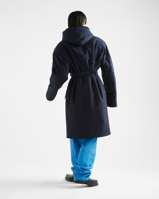 Prada Blue Technical Canvas Raincoat for men