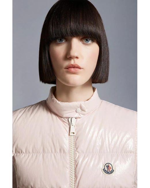 Moncler Pink Logo Patch Zip-Up Gilet