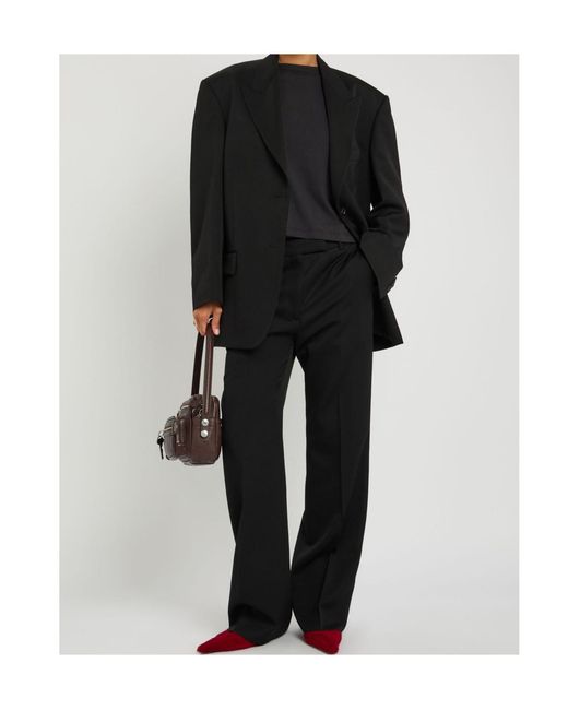 Acne Black Wool Gabardine Trousers