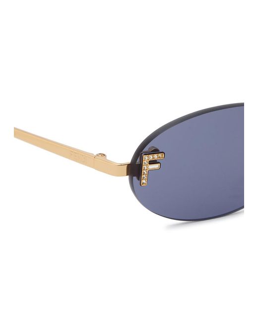 Fendi Blue Oval-Frame Sunglasses