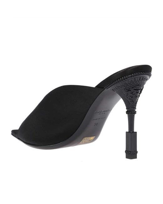 Balmain Black Open-Toed High-Heeled Sandals