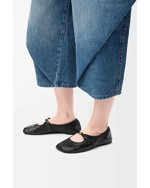 Loewe Black Leather Pebble Soft Ballet Flats