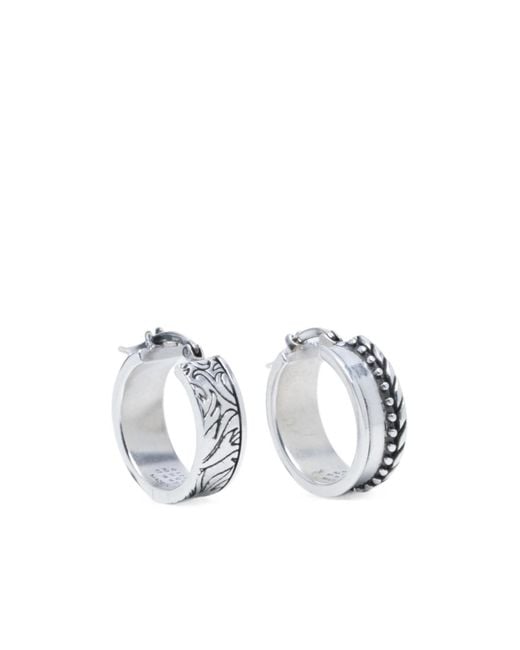 MM6 by Maison Margiela White Engraved Hoop Earrings