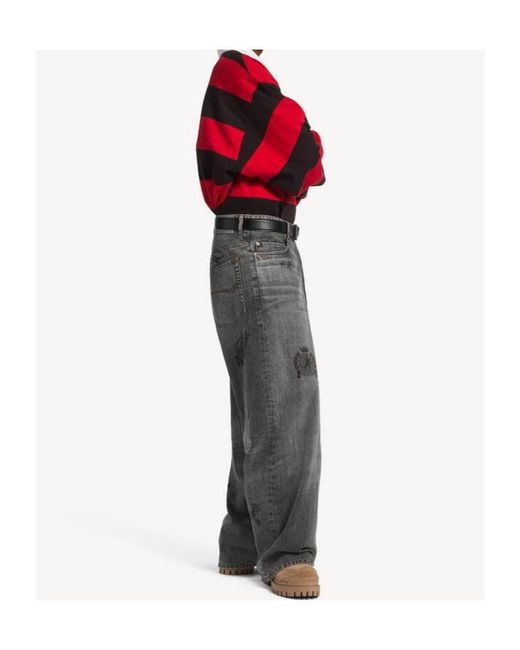 Balenciaga Gray Tattoo Baggy Pants for men